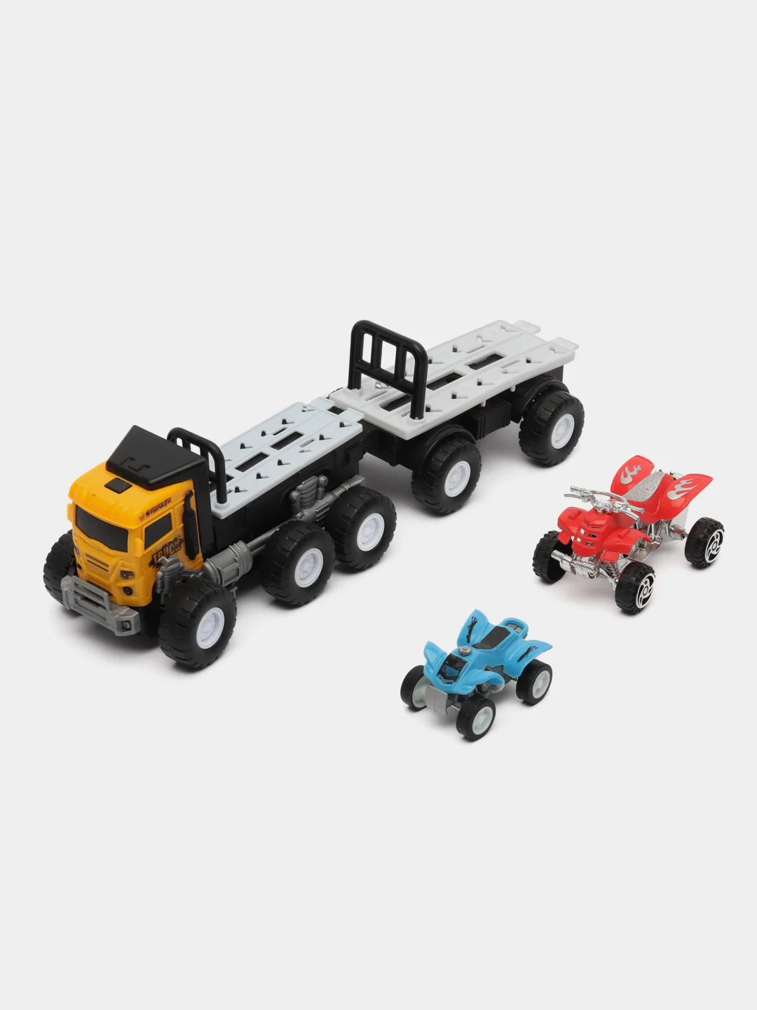 Игрушечный Автовоз, инерционный + 2 машинки-квадроцикла