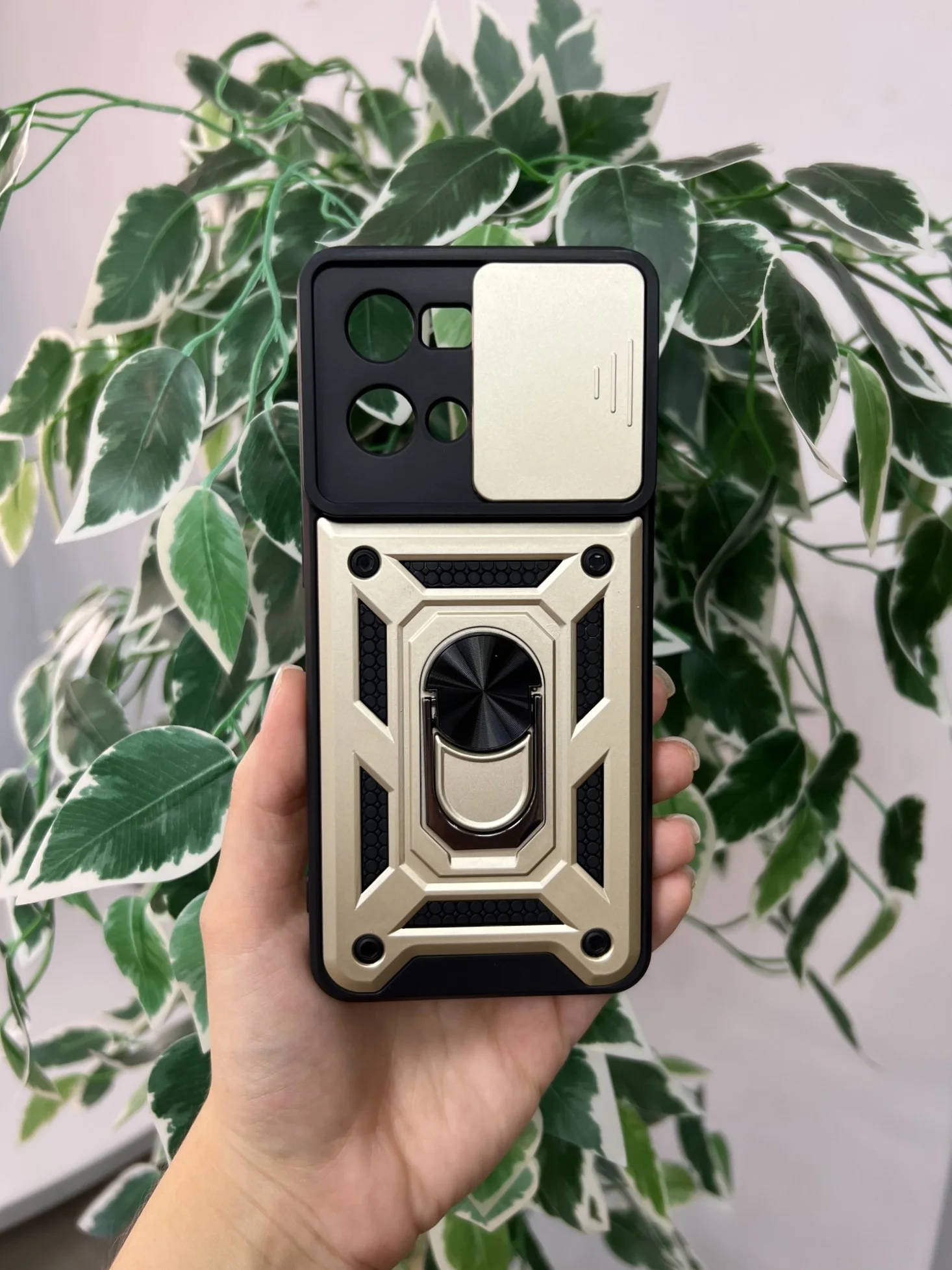 Золотой чехол противоударный armors для Oppo Reno 7 4G / Рено 7 4G с защитой камеры