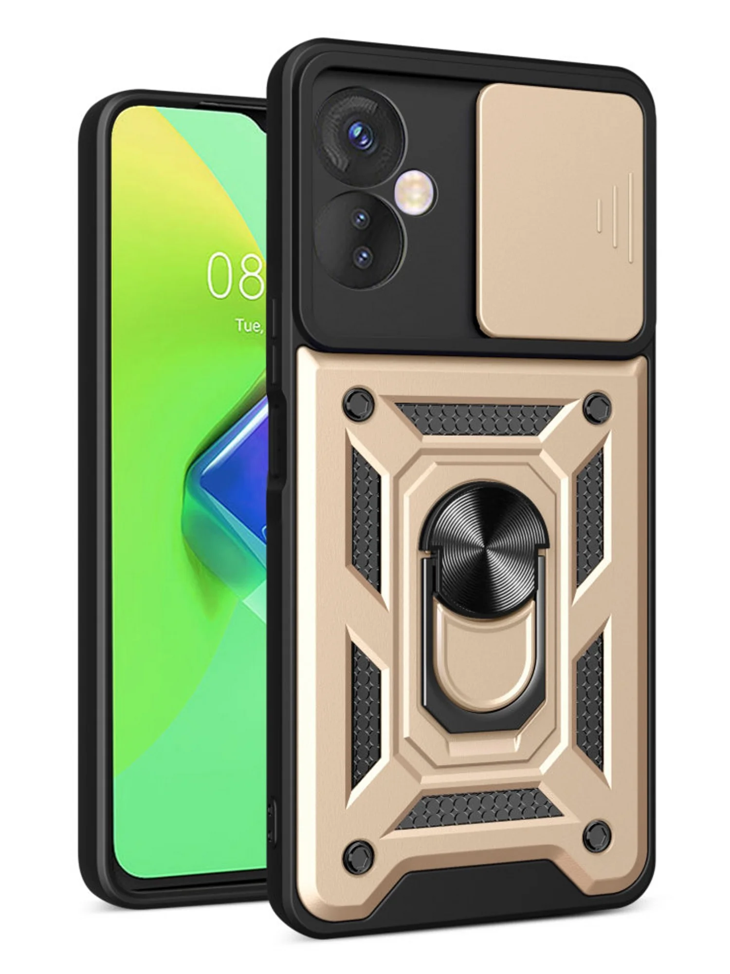 Золотой чехол противоударный armors для Tecno Spark 9 Pro / Техно Спарк 9 Про с защитой камеры