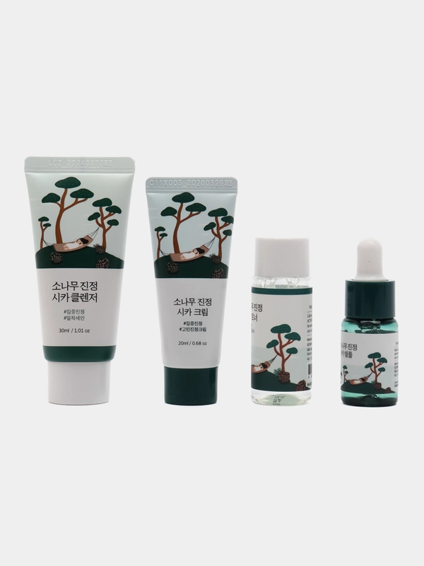 Набор миниатюр с экстрактами сосны и центеллы Round Lab Pine Calming Cica Trial Kit