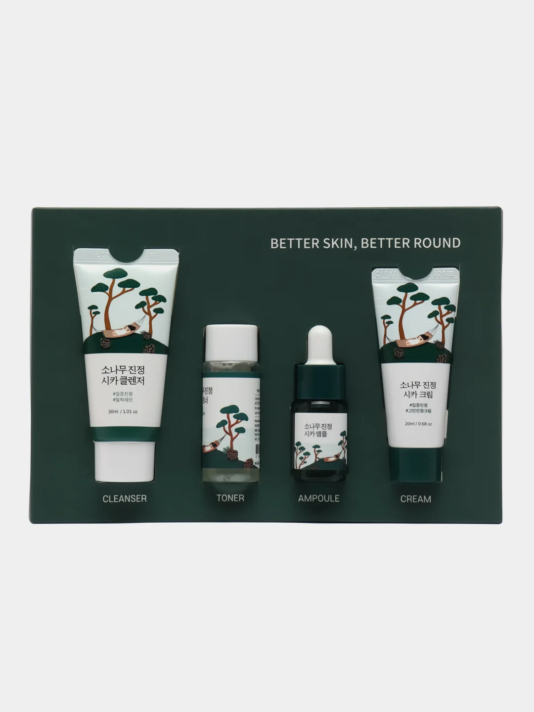 Набор миниатюр с экстрактами сосны и центеллы Round Lab Pine Calming Cica Trial Kit