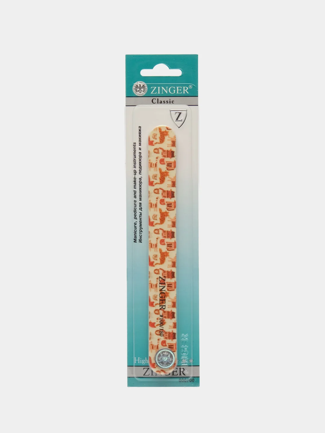 Пилка абразивная для ногтей двусторонняя Zinger UT-401, 100/180 грит, «с котами»