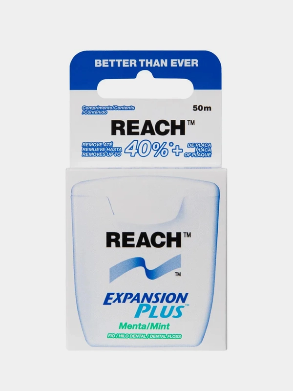 Вощеная зубная нить REACH, 50м, средней толщины, со вкусом сладкой мяты