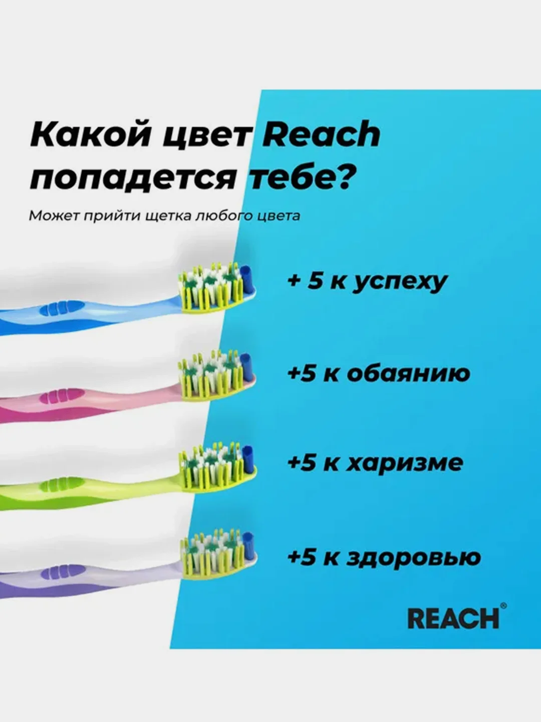 Зубная щетка REACH Dual effect, Массаж дёсен, средней жесткости