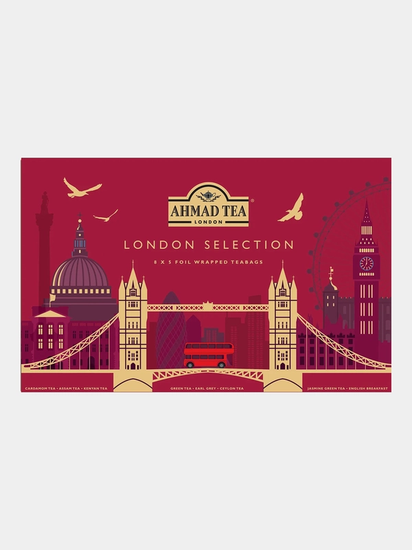 Чайный набор Ahmad Tea Лондон Селекшн, 8 вкусов, 40 пакетиков по 2 г