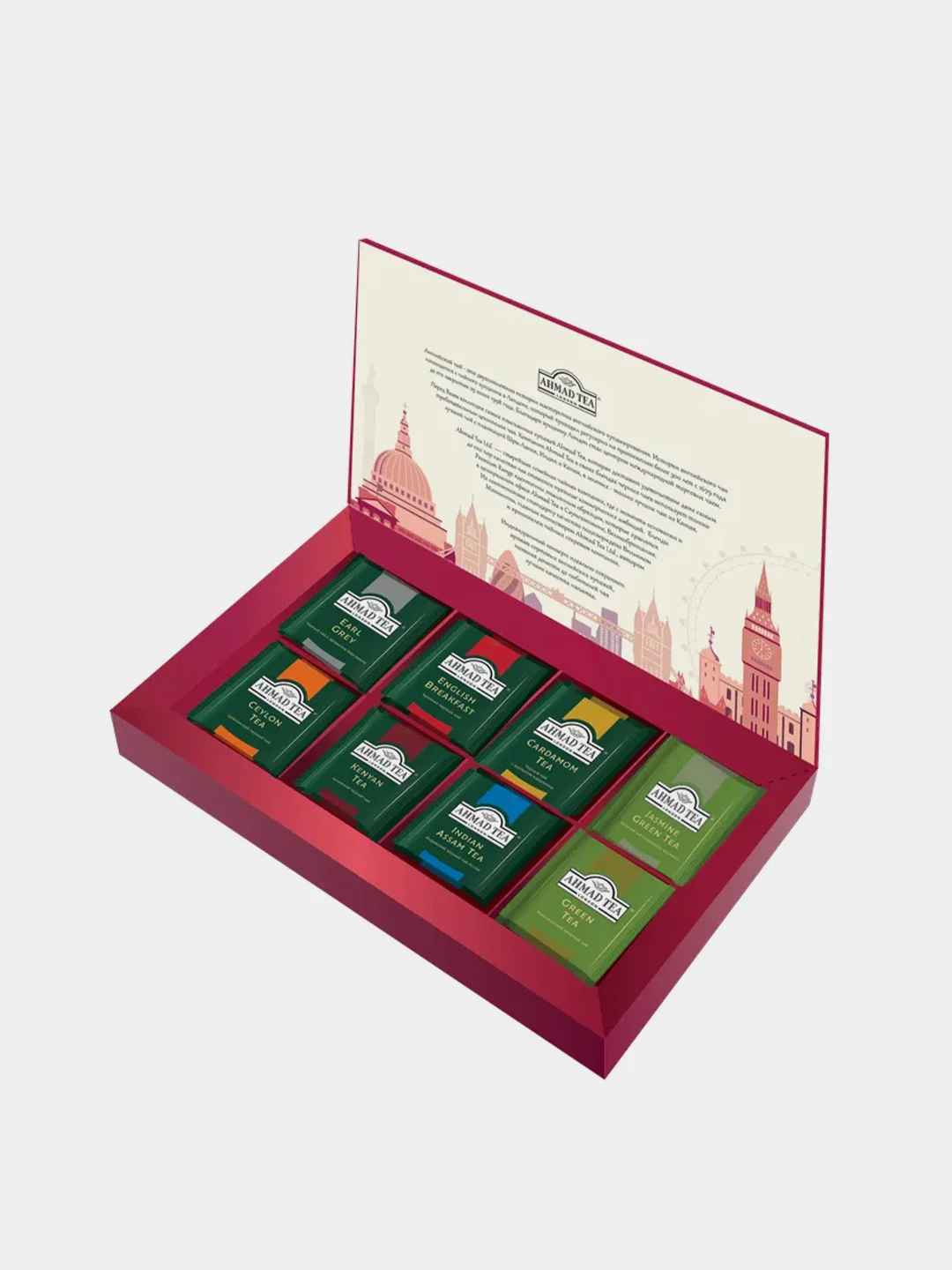 Чайный набор Ahmad Tea Лондон Селекшн, 8 вкусов, 40 пакетиков по 2 г