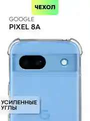 Прозрачный противоударный чехол для Google Pixel 8a силиконовый BROSCORP усиленные углы, защита камер