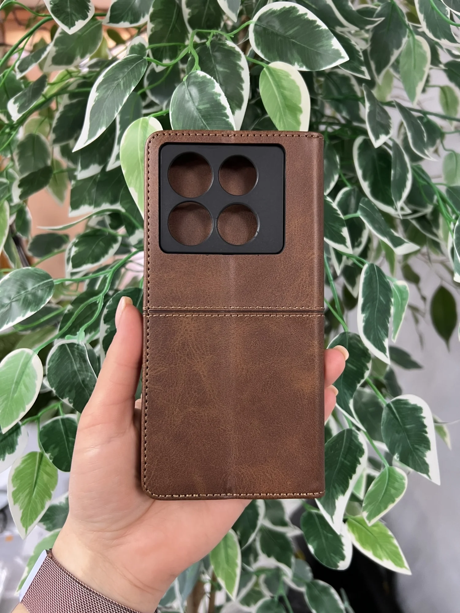 Тёмно-коричневый чехол книжка elitcase для Infinix Note 40 Pro 4G и Note 40 Pro Plus