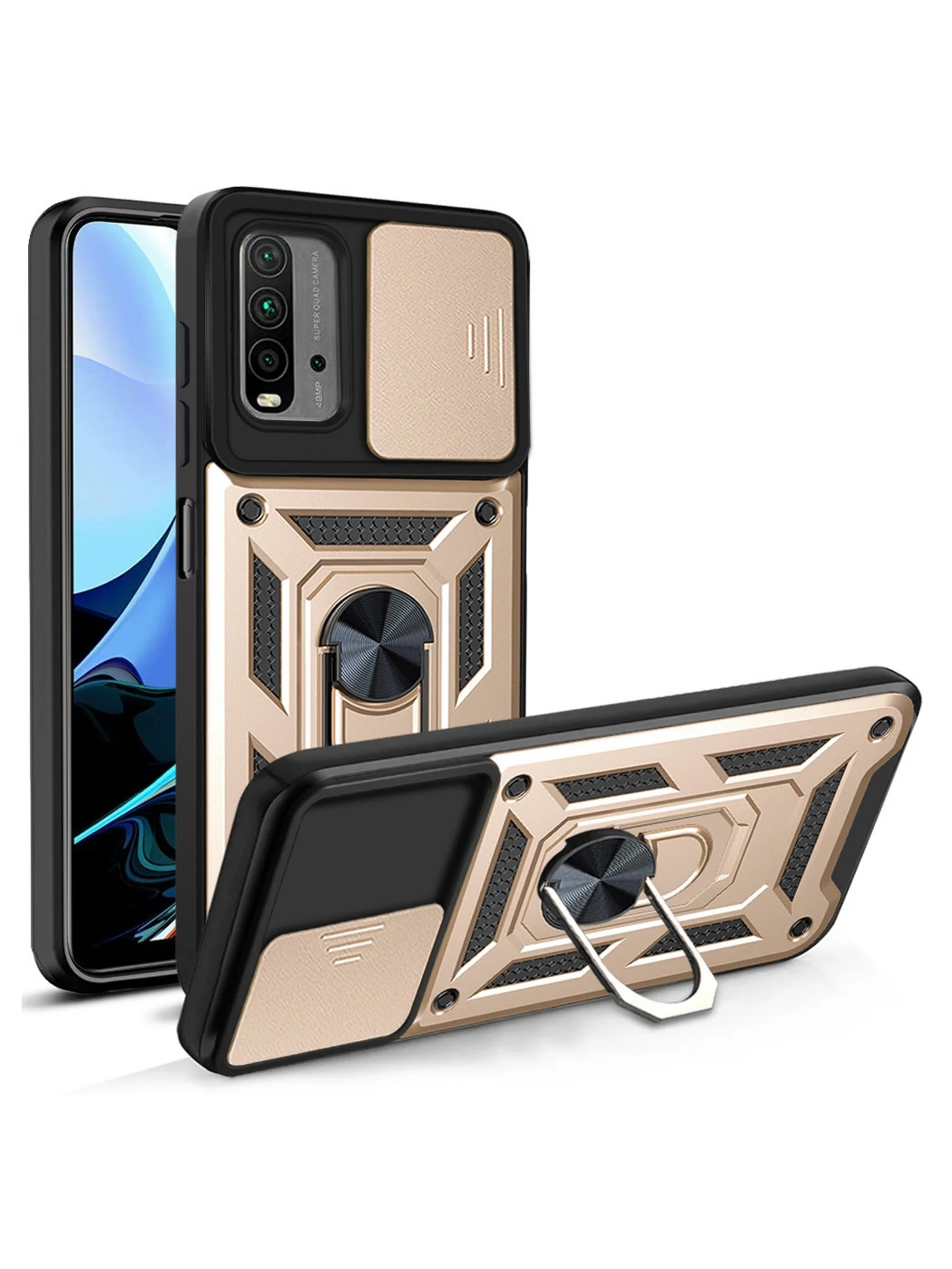 Золотой чехол противоударный armors для Xiaomi Redmi 9T / Редми 9Т с защитой камеры