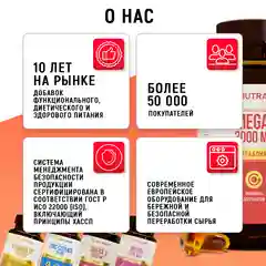 БАД к пище Nutraway Омега 3, 3000 мг, 90 капсул