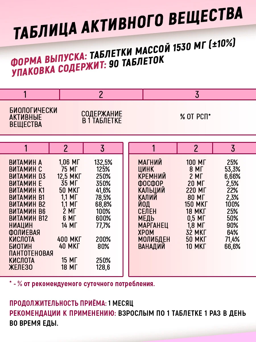 Витамины + минералы aTech nutrition VitaWOMEN, 90 капсул
