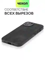 Черный чехол для iPhone 15, 13, Pro, Max, Plus, алькантара, BROSCORP, замшевый, пластик, силикон