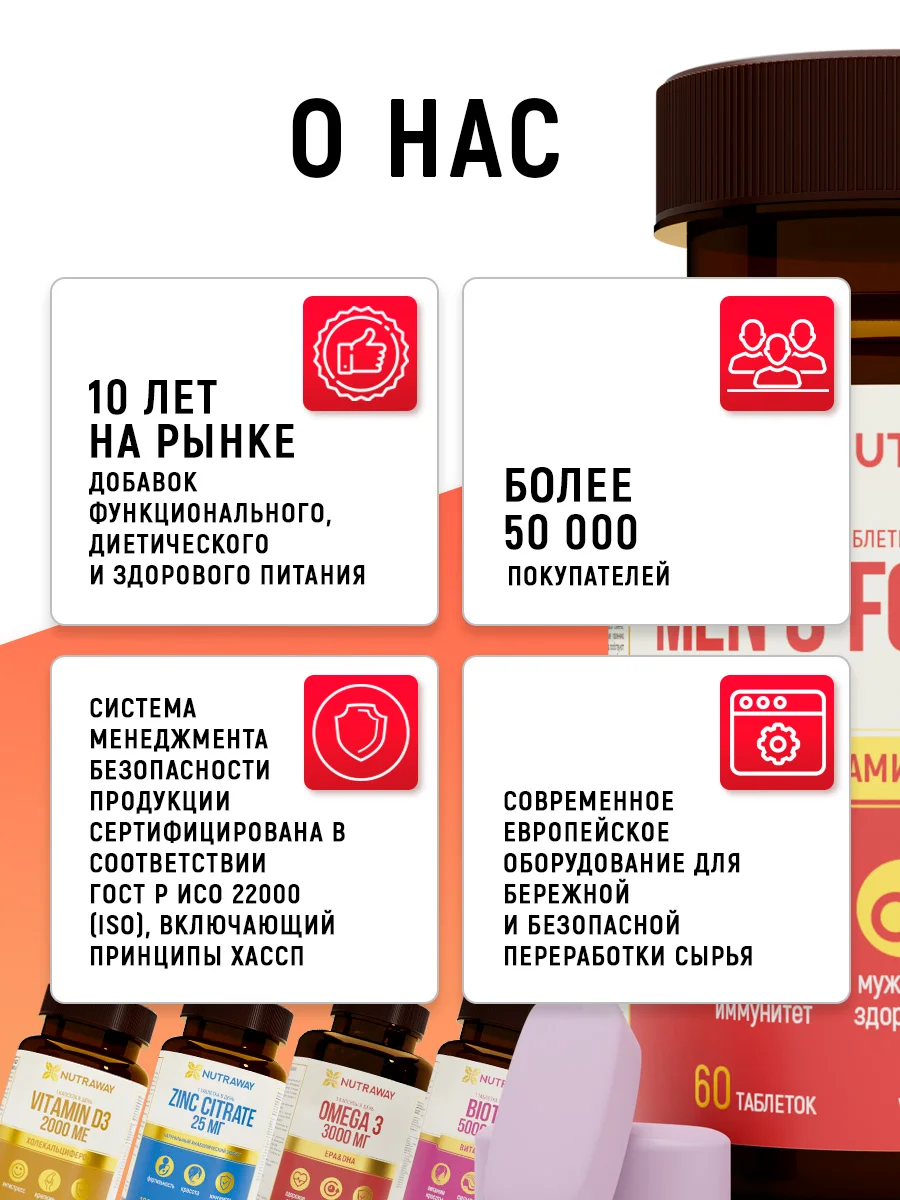 Комплекс витаминов для мужчин Nutraway Mens formula, 60 таблеток