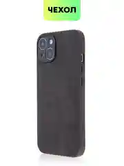 Черный люксовый чехол для Apple iPhone 14 алькантара BROSCORP, замшевый, пластиковый с силиконом