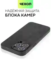 Черный люксовый чехол для Apple iPhone 13 Pro алькантара BROSCORP, замшевый, пластиковый+ силикон