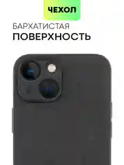 Черный люксовый чехол для Apple iPhone 13 mini алькантара BROSCORP замшевый, пластиковый+ силикон