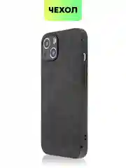 Черный люксовый чехол для Apple iPhone 13 алькантара BROSCORP, замшевый, пластиковый с силиконом