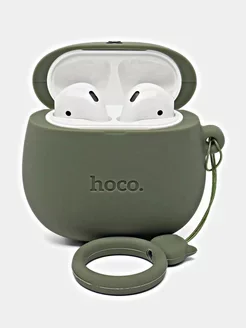 Наушники беспроводные bluetooth с зарядным кейсом hoco EW45 белые, в чехле с зеленым котом