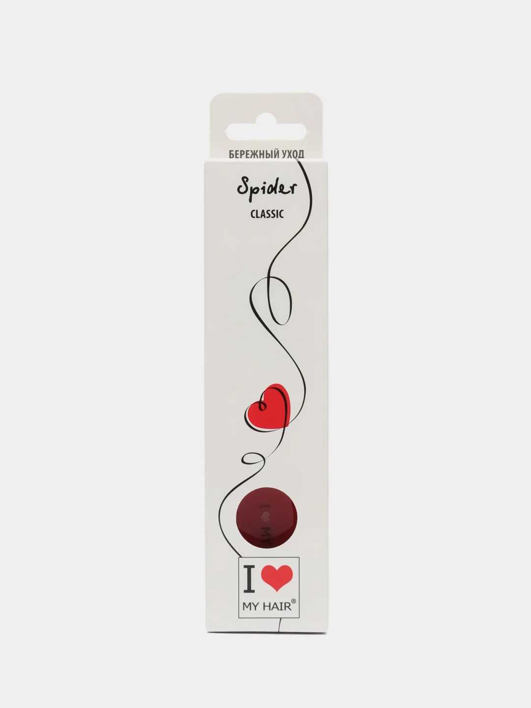 Красный i LOVE MY HAIR / Щетка, расческа для волос Spider Classic 1503 глянцевая, размер S