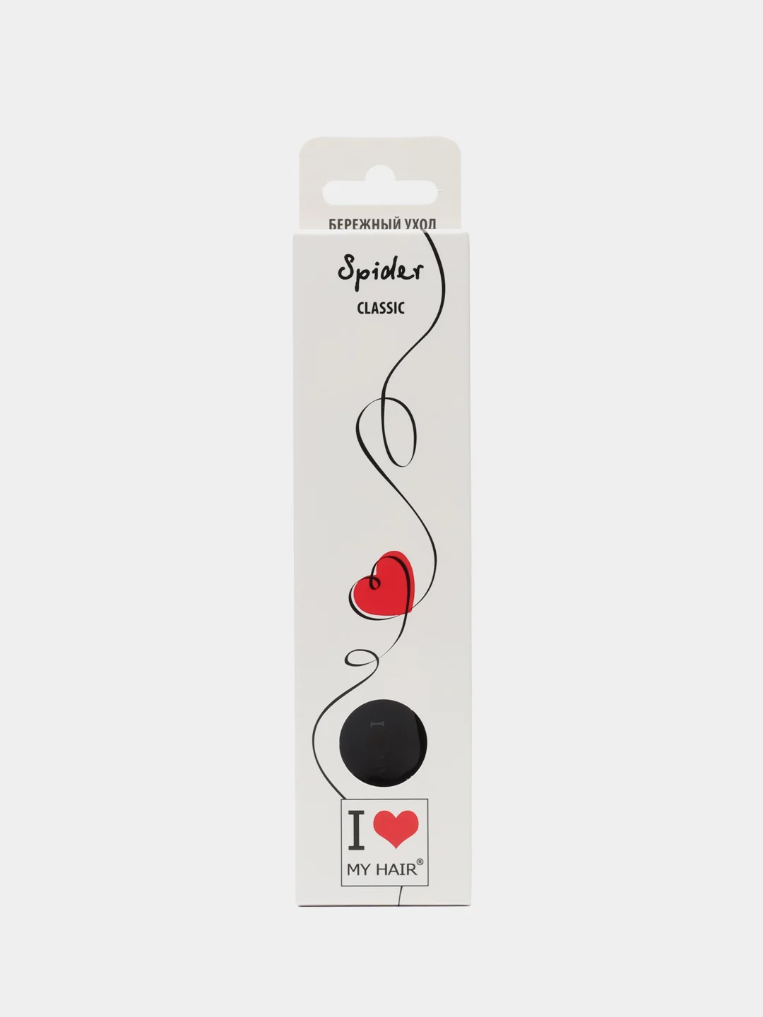 Черный i LOVE MY HAIR / Щетка, расческа для волос Spider Classic 1503 глянцевая, размер S