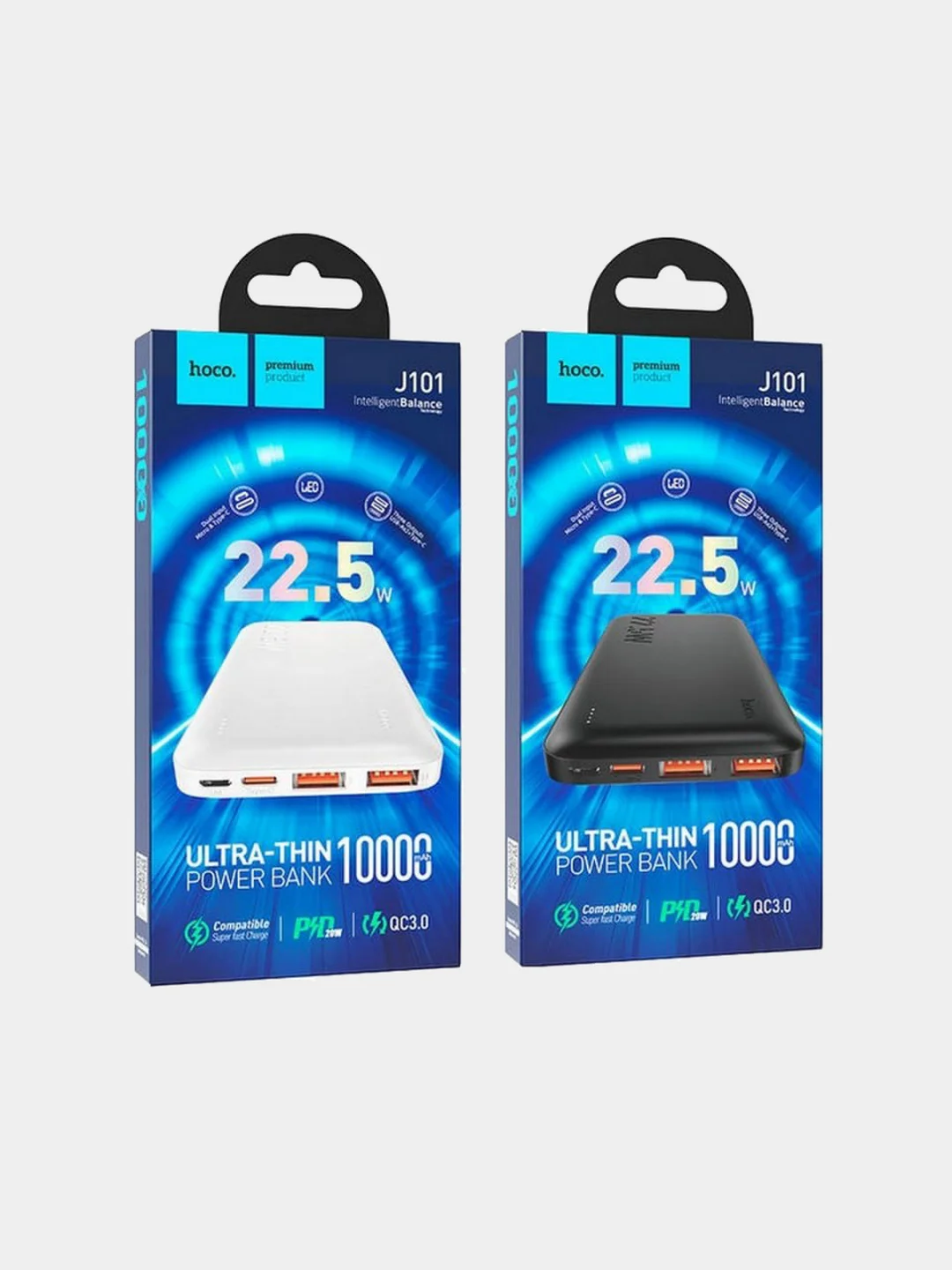 Повербанк Hoco J101 10000 mAh ультратонкий с быстрой зарядкой PD22.5W QC