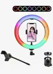 Кольцевая лампа RGB 26 см цветная, Без штатива. Держатель для телефона селфи пульт