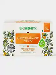 Натуральное туалетное мыло SYNERGETIC "Масло мяты и апельсин", твердое, кусковое, 4*90г