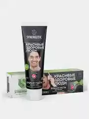 Зубная паста SYNERGETIC Природное отбеливание "Уголь и мята", черная, 100 г, 2 штуки