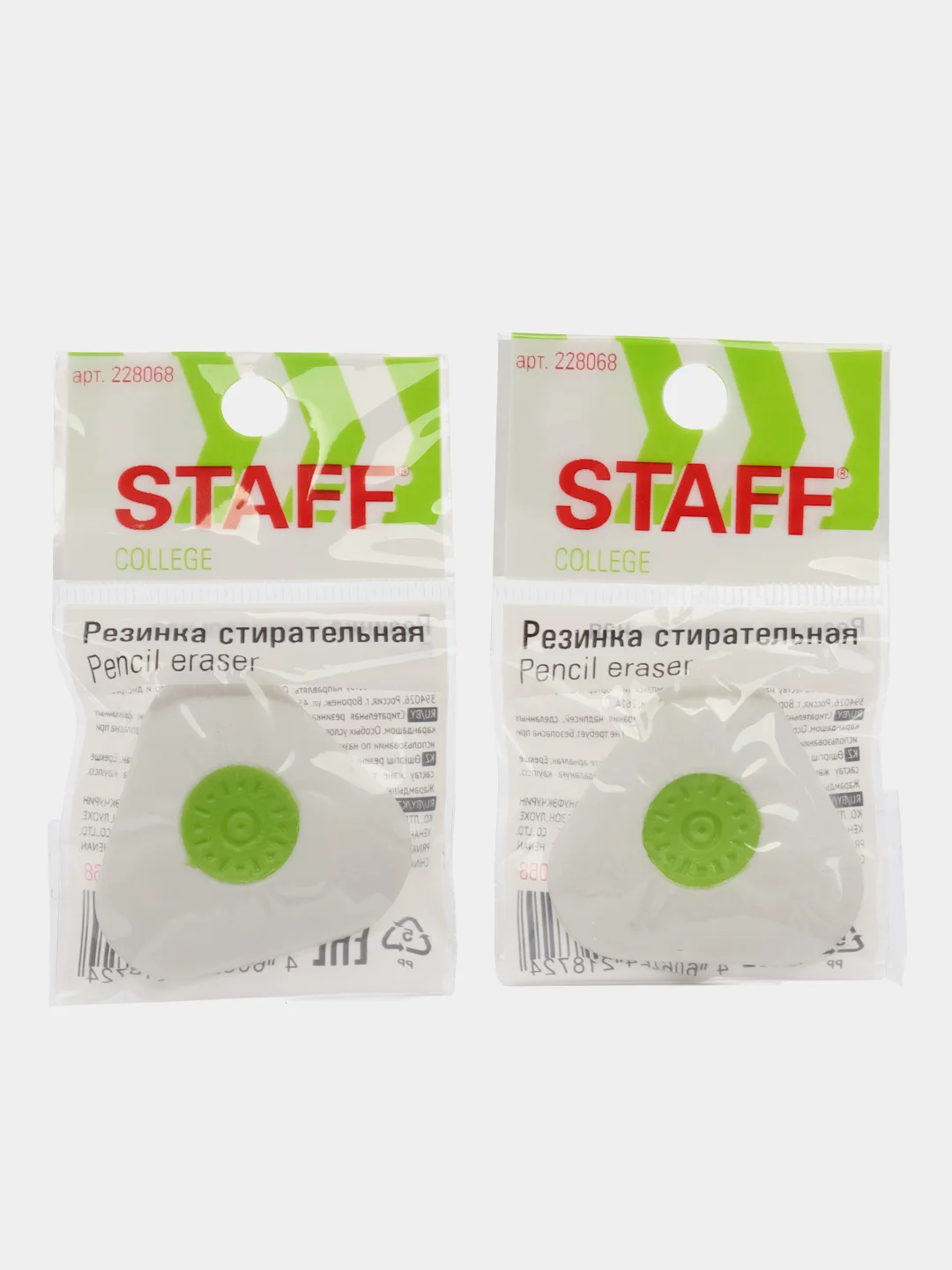 Ластик, Стерка, упаковка до 5 шт, STAFF "College" PE-068, 35х35х10 мм, треугольный