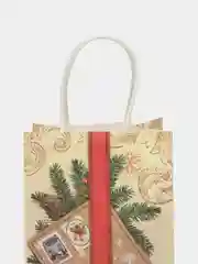 Желтый пакет под бутылку подарочный, новогодний, 13 x 36 х 10 см