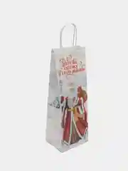 Алый пакет под бутылку подарочный, новогодний, 13 x 36 х 10 см