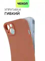 Коричневый чехол для iPhone 15, 14, 13 Pro, Max, Plus, Mini, ребристый, силиконовый, BROSCORP, карбон