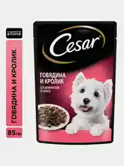 Влажный корм Cesar® для собак, с говядиной, кроликом и шпинатом в соусе, 28 шт по 85г