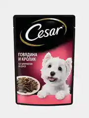 Влажный корм Cesar® для собак, с говядиной, кроликом и шпинатом в соусе, 28 шт по 85г