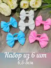 Голубой набор бантиков, 6 шт, ручная работа, маленькие резинки для волос, на первые хвостики в сад