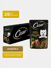 Влажный корм Cesar Natural Goodness для собак, с индейкой, горохом, морковью в желе 28х80г