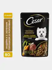 Влажный корм Cesar Natural Goodness для собак, с индейкой, горохом, морковью в желе 28х80г