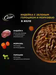 Влажный корм Cesar Natural Goodness для собак, с индейкой, горохом, морковью в желе 28х80г