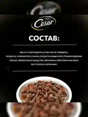 Влажный корм Cesar® для взрослых собак, с говядиной и овощами в соусе, 28 шт по 85г