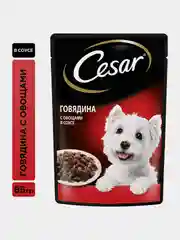 Влажный корм Cesar® для взрослых собак, с говядиной и овощами в соусе, 28 шт по 85г