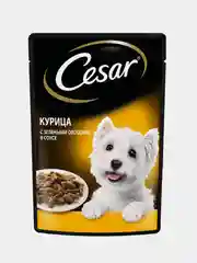 Влажный корм Cesar® для взрослых собак, с курицей и зелеными овощами в соусе, 28 шт по 85г