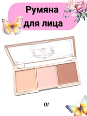 Румяна для лица тройные, оттенок 01
