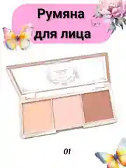 Румяна для лица тройные, оттенок 01
