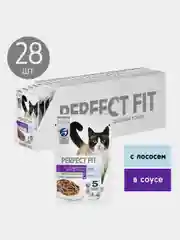 Влажный корм PERFECT FIT™ для поддержания здоровья почек, с лососем в соусе, 28 x 75г