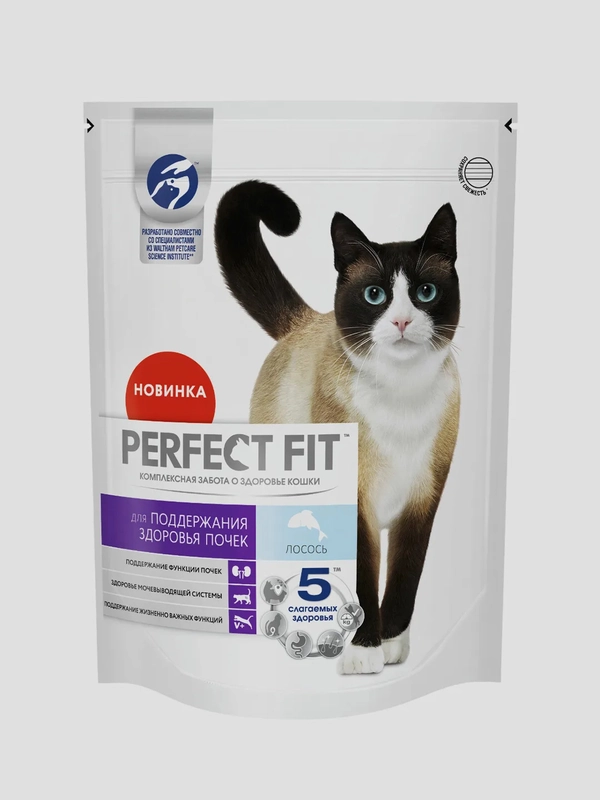 Сухой полнорационный корм PERFECT FIT™ «Здоровье почек» для взрослых кошек с лососем, 650г