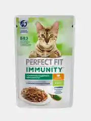 Влажный корм Perfect Fit Immunity для иммунитета кошек, индейка в желе и спирулина, 28x75г