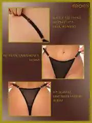 Черный трусы женские, Miami, стринги, на регуляторах, высокая посадка