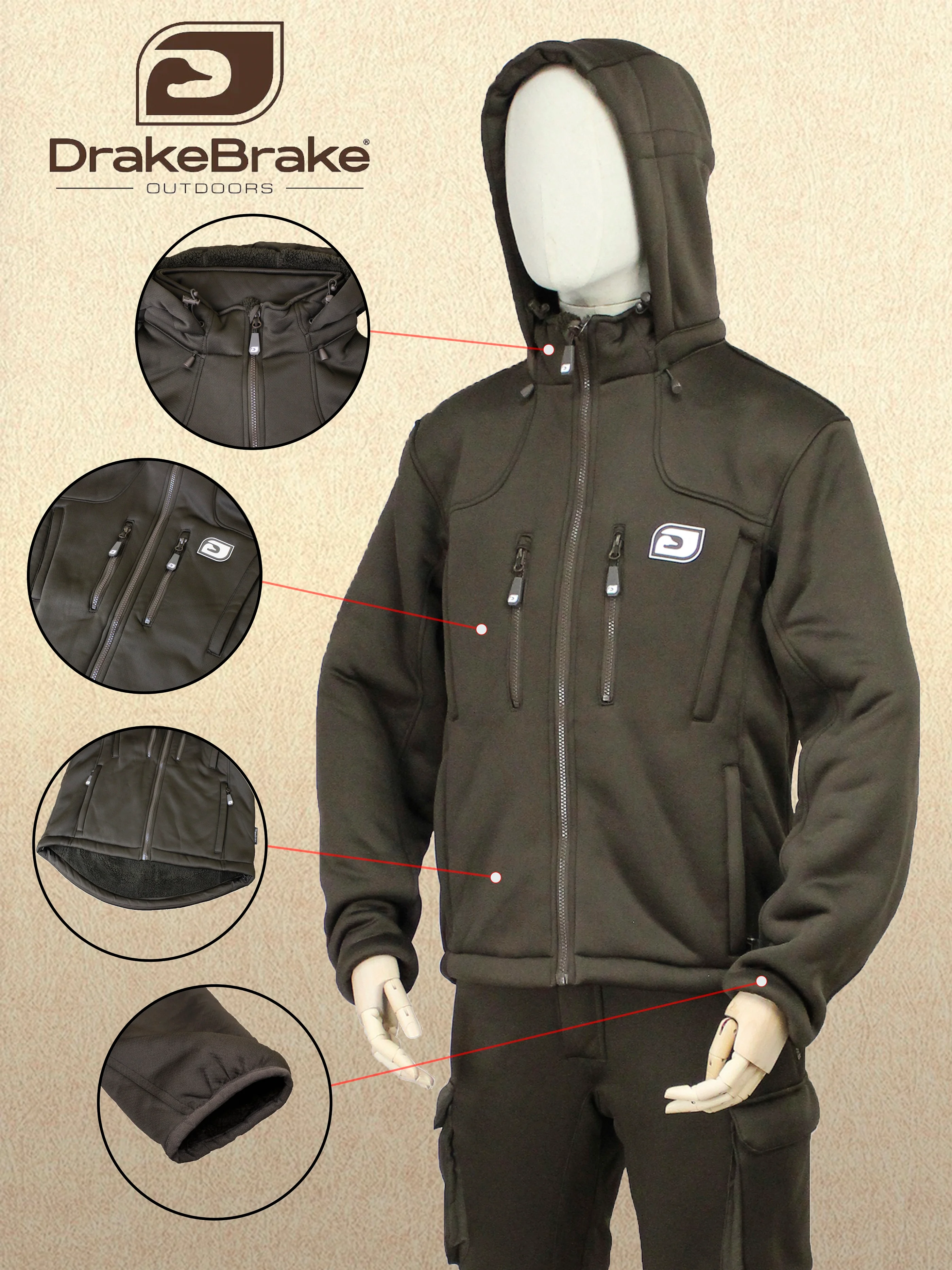 Куртка (ветровка на флисе) Drake Brake Mens Soft-Shell Jacket, рост 172-183