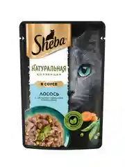 Влажный корм для кошек SHEBA Натуральная Коллекция, с лососем, горохом, морковью, 28 x 75г