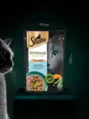 Влажный корм для кошек SHEBA Натуральная Коллекция, с лососем, горохом, морковью, 28 x 75г